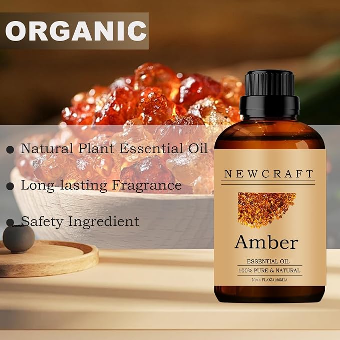 Amber Essential Oils, 120ML 100% Pure and Natural Essential Oil with Dropper for Aromatherapy Diffuser - Amber/4 Fl Oz