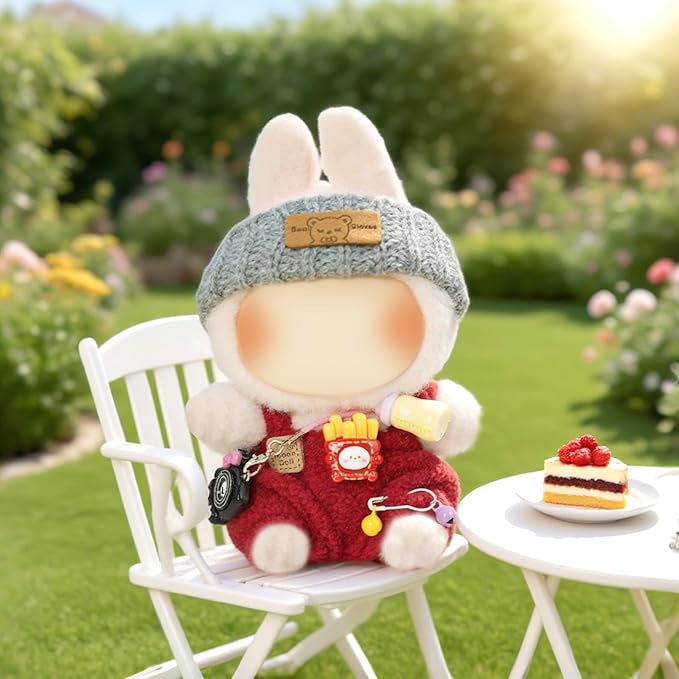 17cm Doll Clothes Set, 3-Piece Premium Velvet Outfit with Mix & Match Accessories, Easy-Dress Fashion for Collectible Display & Play (Doll Not Included, Red)