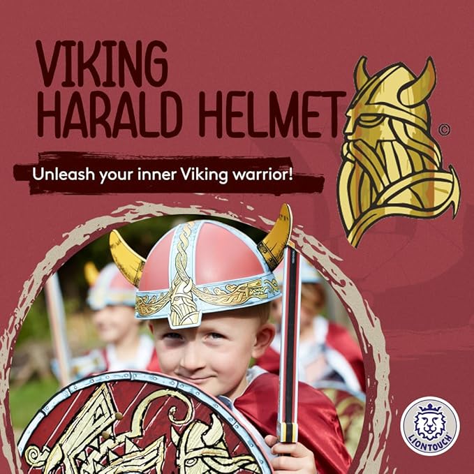 Liontouch - Viking Helmet | For Kids Aged 3-8 Years - One Size Fits All | Chief Harald’s Medieval Foam Toy For Little Warriors & Berserker’s Pretend Play | Durable Accessory For Dress Up & Costumes