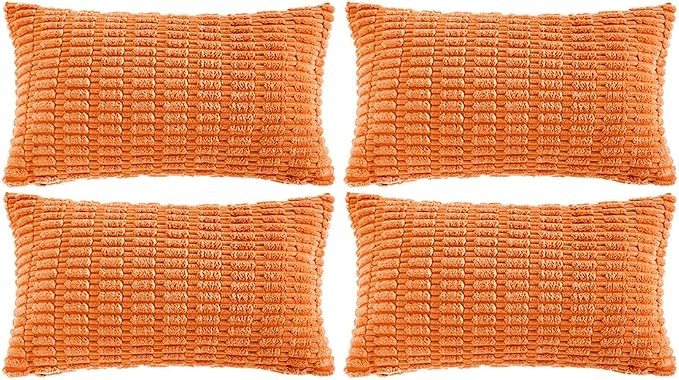 Fancy Homi 4 Packs Decorative Throw Pillow Covers for Living Room Couch Bed, Modern Farmhouse Boho Home Décor Accent Cushion Case, 24" x 16", Orange