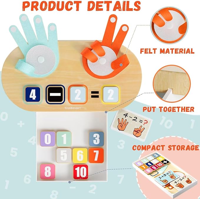 TOP BRIGHT Preschool Learning Toys for Toddlers 2-4, Montessori Toys for 3 4 5 Year Old Sorting Stacking Toys, Educational Math Manipulatives Number Counting Blocks for Kids