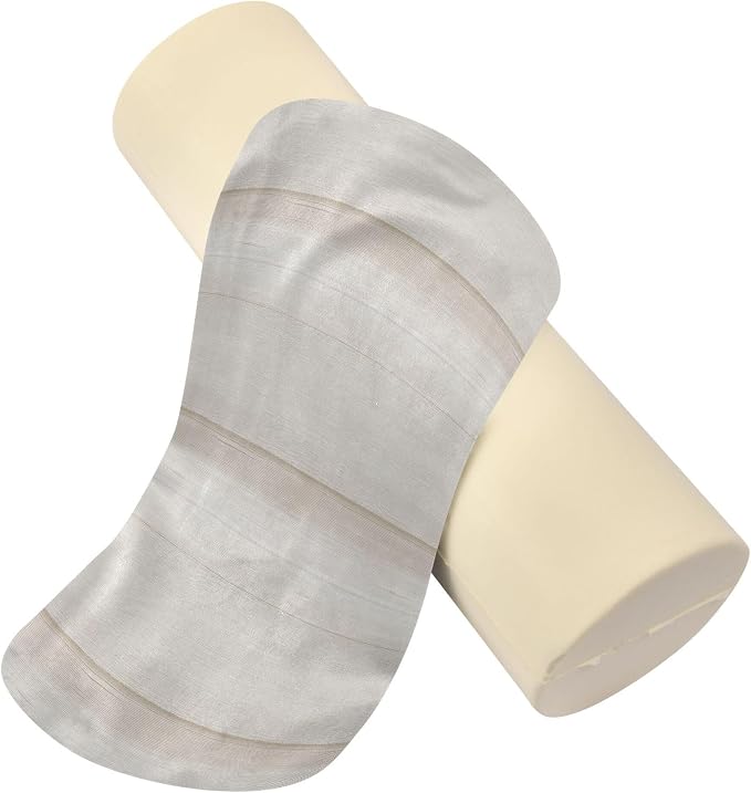 Decorative Bolster Pillow Memory Foam Neck Roll Pillow Round Pillows for Neck Cylinder Pillow Bed Roll Pillow for Neck Support Ivory Stripe