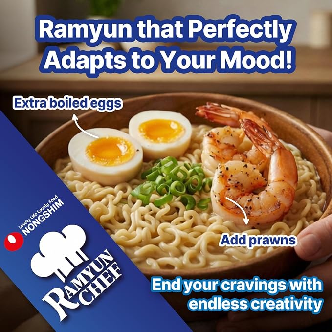 Nongshim Ramyun Chef, Stir Fry Style Instant Ramyun Noodles with Sauce Mix, Garlic Chicken, 4.23 Oz (Pack of 4)