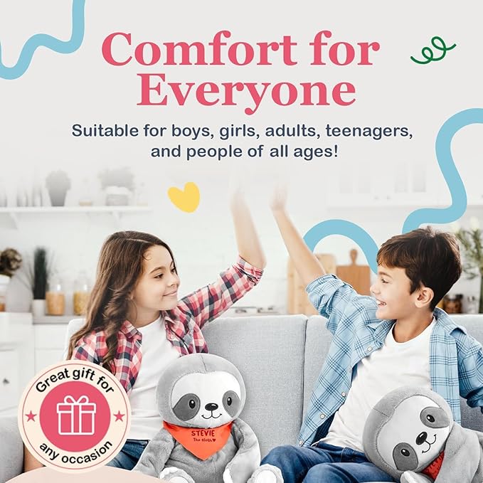 Lilly's Love Weighted Stuffed Animal, 2lb | Sensory Plush for Kids & Adults | Machine Washable Plushie w/Removable Inner | Calming Weighted Stuffed Animal for Anxiety, Stevie The Sloth