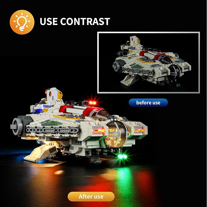 Vaodest LED Light for Lego Star Wars Ghost & Phantom II 75357 Set,Design and Configuration Compatible with Model 75357(LED Light Only, Not Building Block Kit)