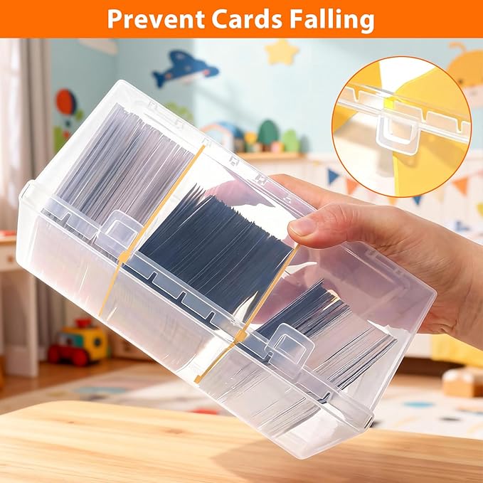 SAMYUCHO Trading Card Storage Box with 2 Dividers for 500 Sports Cards, Plastic Bulk Display Holder Collection Organizer Cases Container Fit for Baseball Football Playing Game Magic Cards 2 Pcs