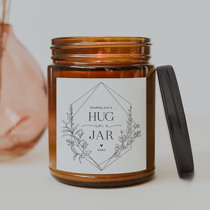 ThreeKin Warm Hugs Scented Candles for Home, Natural Soy Wax, Relaxing Aromatherapy Gifts, Essential Oils Scented, Long-Lasting Candle Burns for 75-Hours, Lemongrass Lavender Scent