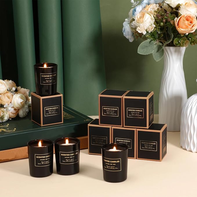 MTLEE 24 Pcs Candles for Home Scented Aromatherapy Jar Candle Gift for Women Bulk 8 Long Lasting Aromatherapy Jar Soy Wax Candle Gift for Mother`s Day Christmas Birthday(Classic Style,Fresh Scent)