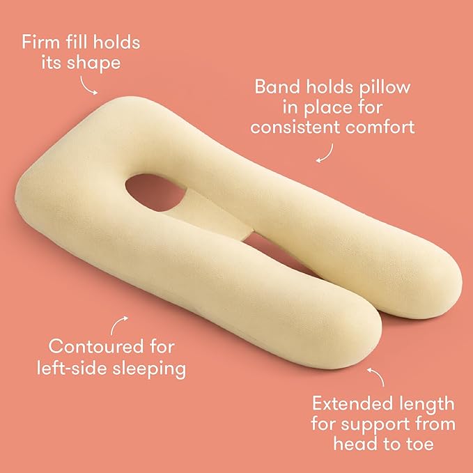 Frida Mom Full Body Support Pregnancy Pillow, Cooling Pregnancy Pillow, Wraps Around for All Over Support, Extended Length to Support from Head to Toe, Easy to Clean, Compact Storage Bag, Ivory