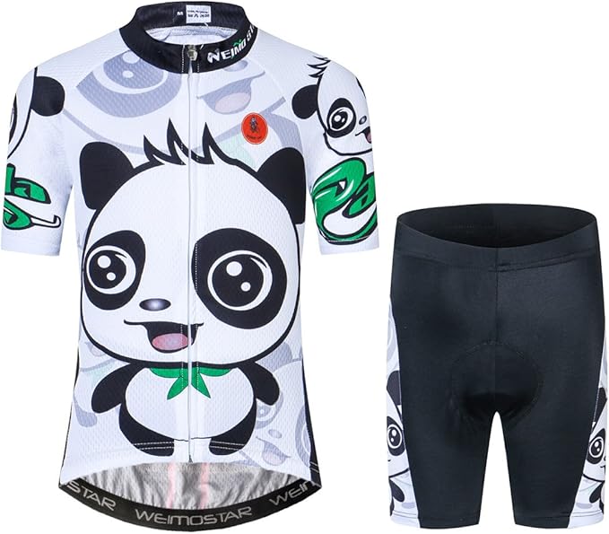 Hotlion Kids Cycling Jersey Set Short Sleeve Boys Mountain Bike Shirt Girls Cartoon Bicycle Tops Childs for Riding Biking