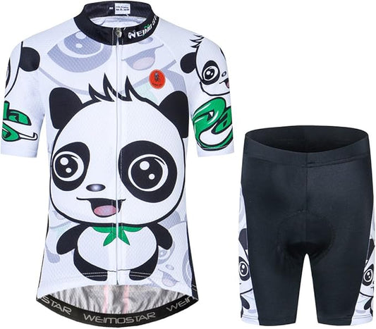 Hotlion Kids Cycling Jersey Set Short Sleeve Boys Mountain Bike Shirt Girls Cartoon Bicycle Tops Childs for Riding Biking