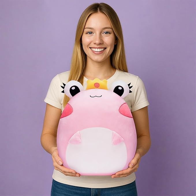 Original 13.5-inch Large Frog Plush Pillow Stuffed Animal Toy,Big Size Cute Soft Toys Kawaii Cuddle Plushie,Gift for Girls Boys Children