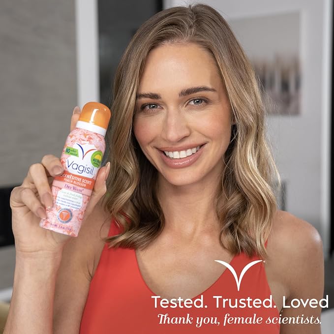 Vagisil Scentsitive Scents Feminine Dry Wash Deodorant Spray for Women, Gynecologist Tested, Paraben Free, Peach Blossom, 2.6 Ounce (Pack of 1)