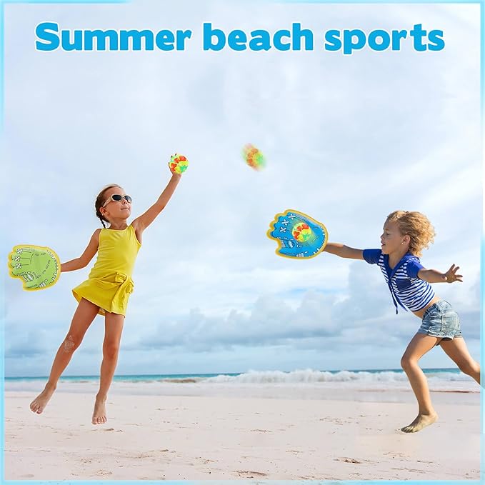 Dolanus Toss and Catch Games - Throw Catch Velcro Ball Set with 4 Paddle, 4 Balls, Toys for Kids Outdoor Outside Pool Sand Beach Activities, Birthday Gifts for Ages 3 4 5 6 8 12 Year Old Boys Girls