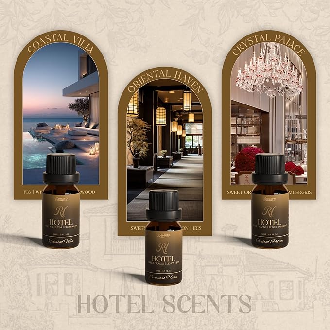 SALUBRITO Hotel Diffuser Oils Gift Set, Hotel Essential Oil for Diffuser, Luxury Fragrance Oils Inspired By 5-Star Classic Hotel Scents, Gift for Women & Men, Candle, Soap Making Scents