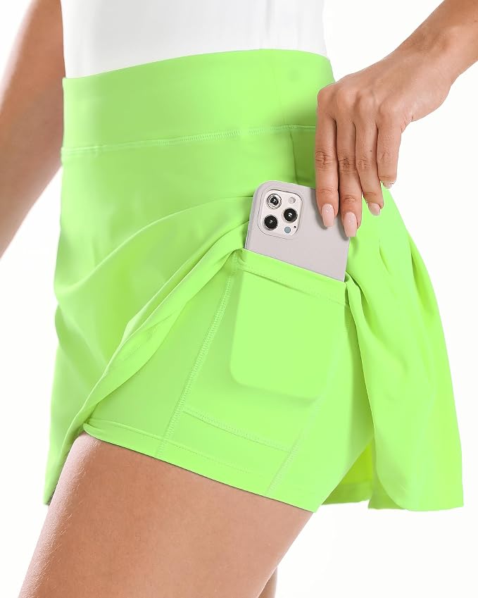 Stelle Women Tennis Skirt High Waisted Athletic Golf Skorts with Pockets | Tummy Control, Built-In Shorts, Deep Pockets, Pleated, Breathable, Lightweight, Tennis, Golf, Pickleball, Running, Workout