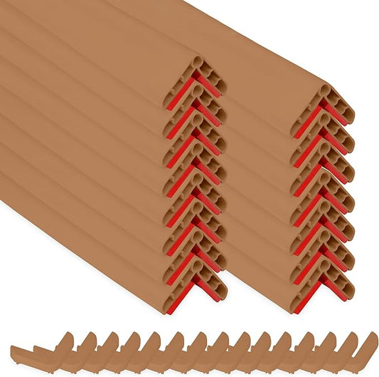 Rubber Bond Wall Corner Guard Edge Protector, 1x1x36 inch Baby Proofing Corner Guards | Self-Adhesive Furniture Edge Strips for Home & Office (15 Pack, Brown)