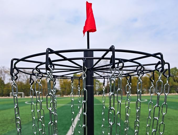 TARUMG Disc Golf Basket - Portable Disc Golf Target with Heavy Duty 24-Chains Come with Transit Bag and 3pcs Disc Golf Discs, Ground Stake -Suitable for Players of All Levels - Multi Color Available