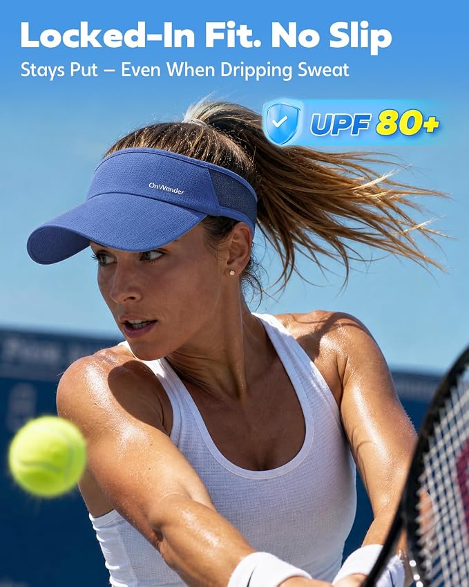 Sport Sun Visor Hat for Women Men - Lightweight Stretchy Polyester Spandex Quick Dry Sweatband Wrinkle Resistant