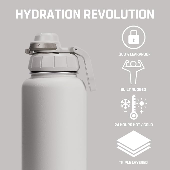 Vesmoon Vessence 32 Oz Stainless Steel Tea Infuser Bottle for Loose Leaf Tea, Water, Herbs, Fruits - Triple Layered Insulated, Leak Proof Bottle with Lid and Clip Handle - 24 Hours Hot/Cold