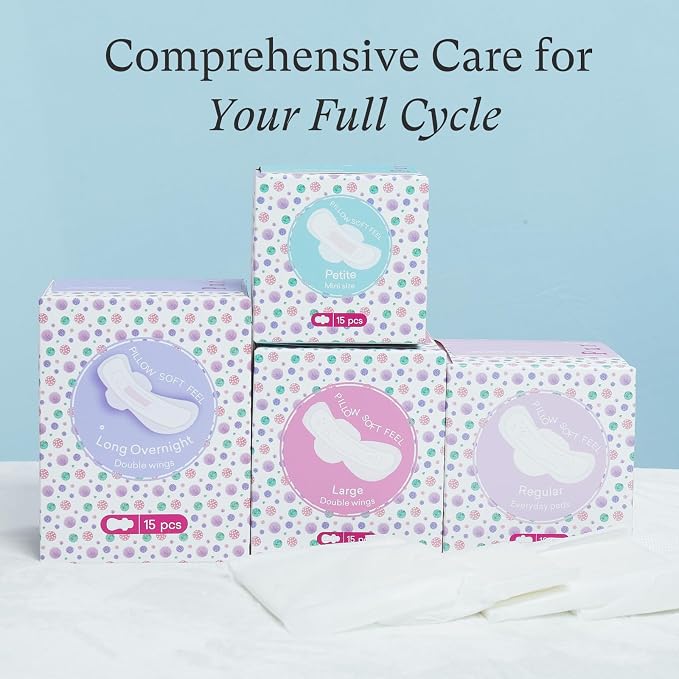PurComfy Teens Period Pads with Wings for Tweens, Organic Cotton Sanitary Pads for Teen Girls 9-14, Mini Petite, 15 CT (Pack of 2)