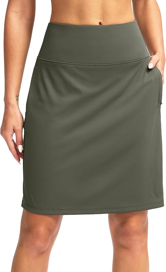 G Gradual 20" Skorts with Pockets Knee Length Golf Skirt | Built in Soft Shorts, High Waisted, Tummy Control, Breathable, Long Skorts for Athletic, Tennis, Dressy, Casual, Summer