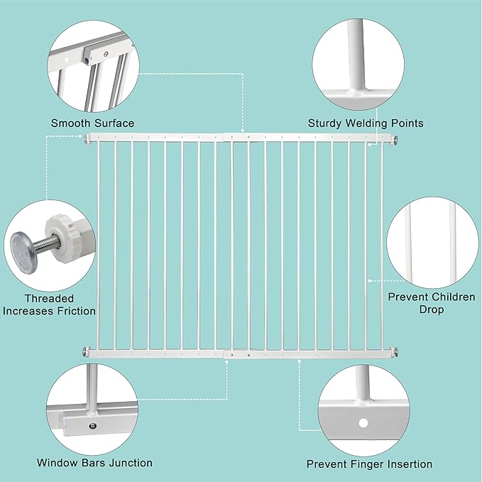 Window Guards for Children, Fit 63"-86.2" Wide Window Security Bar, 29.92inch High White Window Bars Security Inside, Child Safety Window Guard (3 Piece)