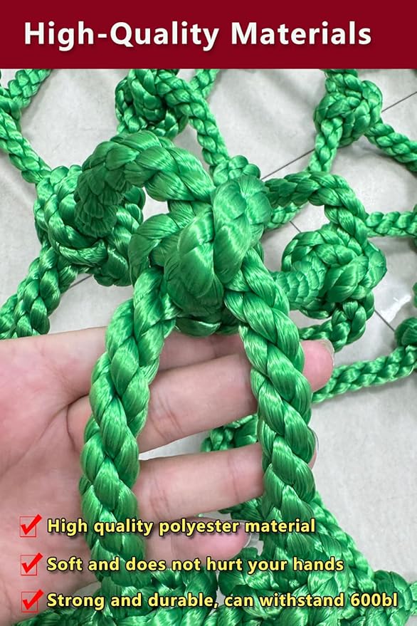 Heavy-Duty Climbing Net for Kids & Adults 600lb Capacity, (3ft-6ft), Premium Polyester Rope with 0.47" Thickness Safety Net for Playgrounds, Balconies