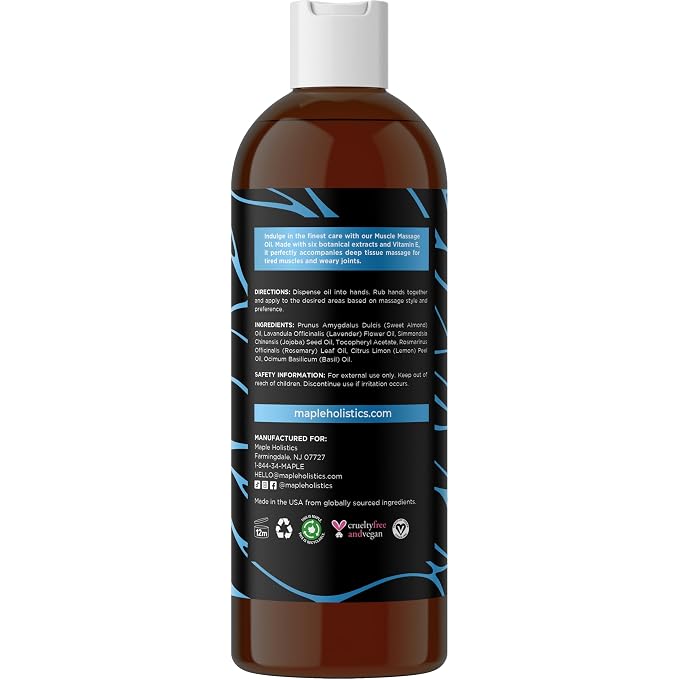 Luxurious Vanilla & Relaxing Muscle Massage Oil Set - Aromatherapy Full Body Massage Oil for Couples Bundle with Naturally Scented Vegan & Non GMO Ingredients (8 Fl Oz Each)