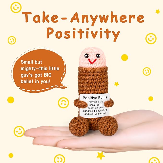 Emotional Support Crochet, Positive Crochet, Encouragement Gifts for Women Men Birthday Christmas Self Care Friends Coworkers Relaxation Gift Desk Home Fall Decor Inspirational Support