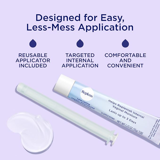 Replens Long-Lasting Vaginal Moisturizer, Relieves Vaginal Dryness for Up to 3 Days, Fragrance Free, 14 Applications (Pack of 2)