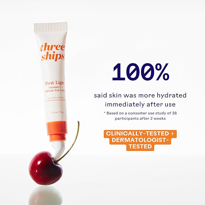 Three Ships - First Light Vitamin C + Caffeine Eye Cream | De-Puff, Awaken, Hydrate Under-Eye Area | Cruelty-Free, Vegan, Paraben-Free, Sensitive Skin Safe (0.5 oz | 15 g)