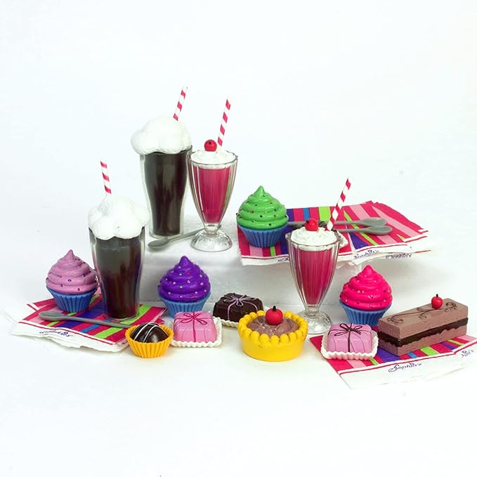 Sophia's 27 Piece Sweet Treats & Soda Fountain Accessories Set with Pretend Drinks and Realistic Desserts for 18" Dolls, Multicolor
