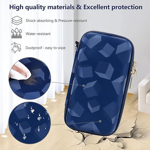 Supmay Carrying Case Compatible with WELLST·G Handheld Game for Kids -Preloaded 220 Retro Video Games, Portable Gaming Player Storage Holder Travel Bag with Mesh Pocket for USB Cable, Blue