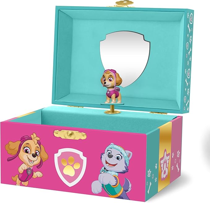 Paw Patrol Jewelry Box for Girls - Musical Jewelry Box with Spinning Skye Figurine, Paw Patrol Toys for Kids Ages 3-5 - 6 x 4.7 x 3.5 in