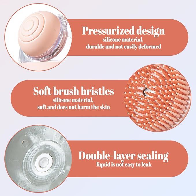 Scalp Massager Hair Growth,Pink Silicone Hair Massager Scalp Brush with Shampoo Dispenser for Relaxing and Cleansing