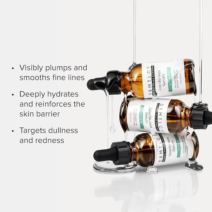 DRMTLGY Needle-less Serum - Anti-Aging Serum for Fine Lines & Wrinkles - Niacinamide with Potent Blend of Hyaluronic Acid, Peptides & Ceramides, 1 fl oz