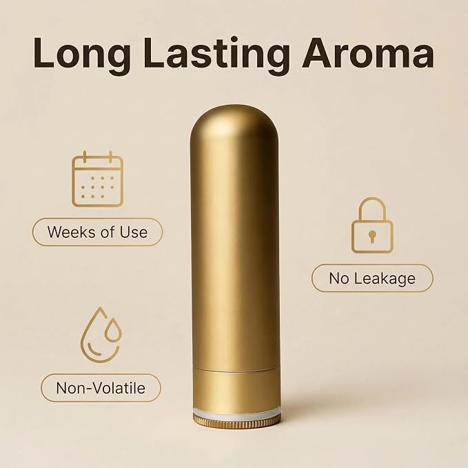 Metal Nasal inhalers for Essential Oils Refillable Aluminum Aromatherapy Inhaler Comes with 20 Cotton Wicks - for Aromatherapy (2+20 pc)