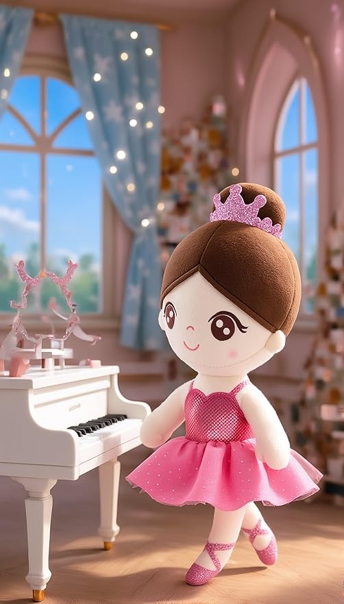 Gloveleya Ballet Toy Baby Girl Gifts Dolls Soft Plush Toy Ballet Girl Doll Peach 14 Inches with Gift Box