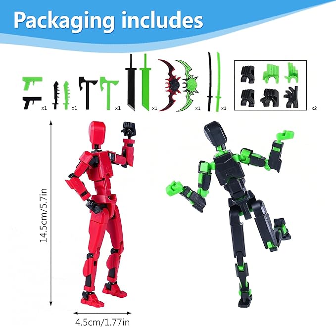 2Pcs Assembly Completed Action Figure, Model 13 Multi-Jointed Movable, 3D Printed Toys, Robo 13 Figure for Collector Desktop Decorations, Christmas Stocking Stuffers Birthday Gift for Teens Boys Girls
