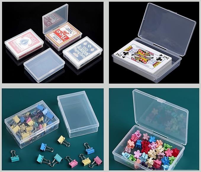 Clear Plastic Playing Card Boxes Snaps Closed Poker Gaming Playing Card Deck Cases Holder Plastic Storage Box Clear Trading Card Box Card Storage Organizer for Bank Business Card (24Pcs)