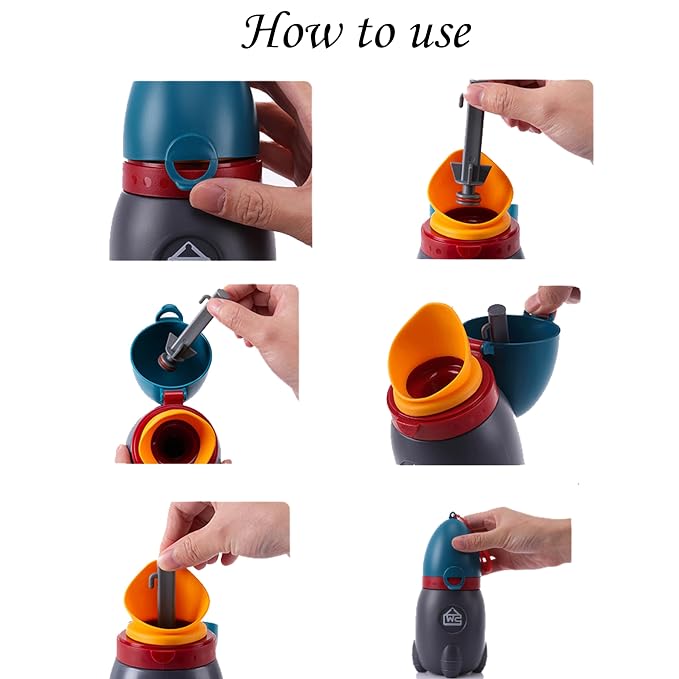 Pots Travel Urinal Portable Urinary Training Emergency Toilet for Camping Car Travel Outdoor Park Kids Boy Girl Rocket Design Grey and Blue 370ML