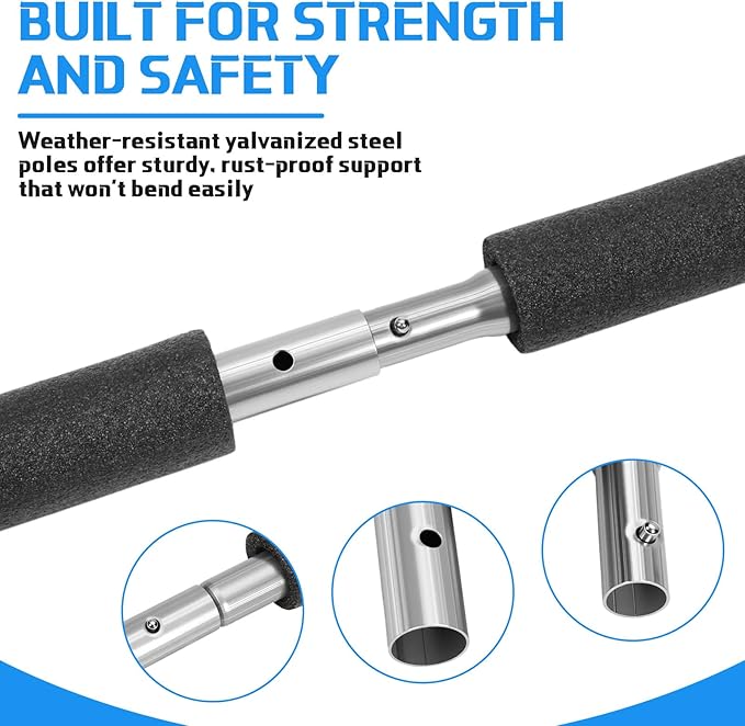 Trampoline Poles Replacement Lower and Upper Replacement Poles Universal Trampoline Enclosure Accessories with Straight Pole, Trampolines Foam Sleeve, Pole Caps, Hardware, Fit 8-16 ft