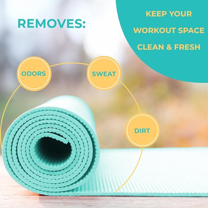 SwaytAway Fitness Mat Cleaner Concentrate – 32oz/Make 4 Gal - No-Slip No-Residue Fresh Mint Essential Oil Formula – USA Made Aromatherapy Yoga Mat Spray for Home & Studio – Natural Cleaning Solution
