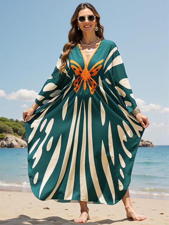 Mumu Dresses for Women Plus Size, Bohemian Kaftan Beach Cover Up Long Maxi Nightgown Soft Loungewear