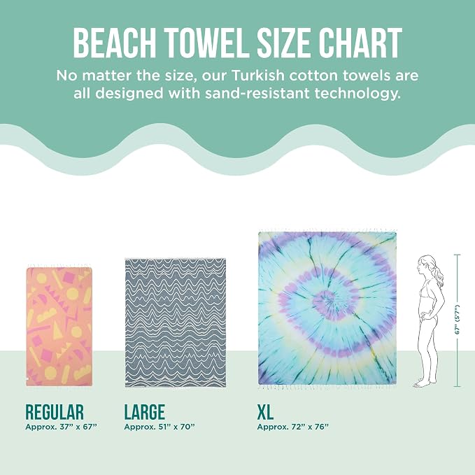 Sand Cloud Turkish Beach Towel - Sand Resistant - 100% Certified Organic Turkish Towel - Quick Dry Towel for Beach, Picnic, Blanket or Bath Towel - As Seen on Shark Tank - Gocek (Beige)
