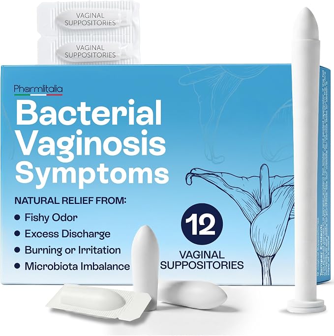 Bacterial Vaginosis Symptoms Relief For Women - Natural Homeopathic for Odor, Itching, Discharge, BV, and Vaginal Microbiota Imbalance - Boric Acid Suppositories For Women - 12 Vaginal Suppositories