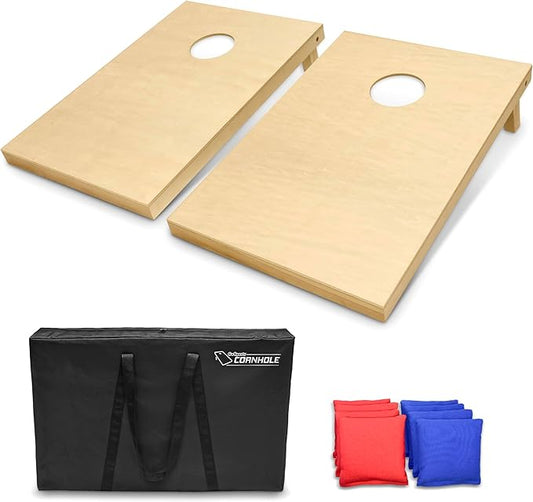 GoSports Solid Wood Premium Cornhole Sets - Choose 4 x 2 ft or 3 x 2 ft - Game Boards Include Set of 8 Cornhole Toss Bags