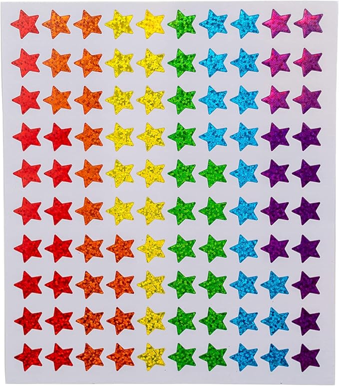 Storm&Lighthouse 600 x Star Stickers Rainbow Stickers Stars Mini Teacher Reward Stickers Scrapbook Stars for Crafts Glitter Art and Craft Classroom Resource (Rainbow)