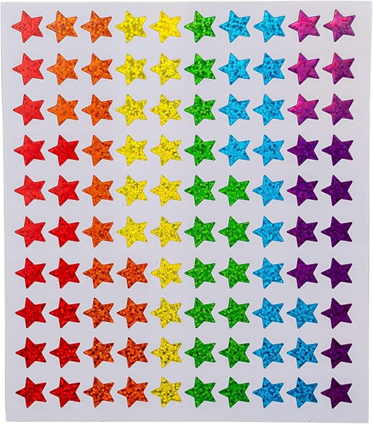 Storm&Lighthouse 600 x Star Stickers Rainbow Stickers Stars Mini Teacher Reward Stickers Scrapbook Stars for Crafts Glitter Art and Craft Classroom Resource (Rainbow)